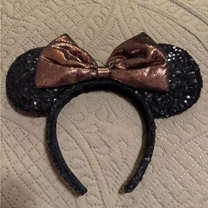Disney Bronze Bow and Black Sequin Minnie Ears